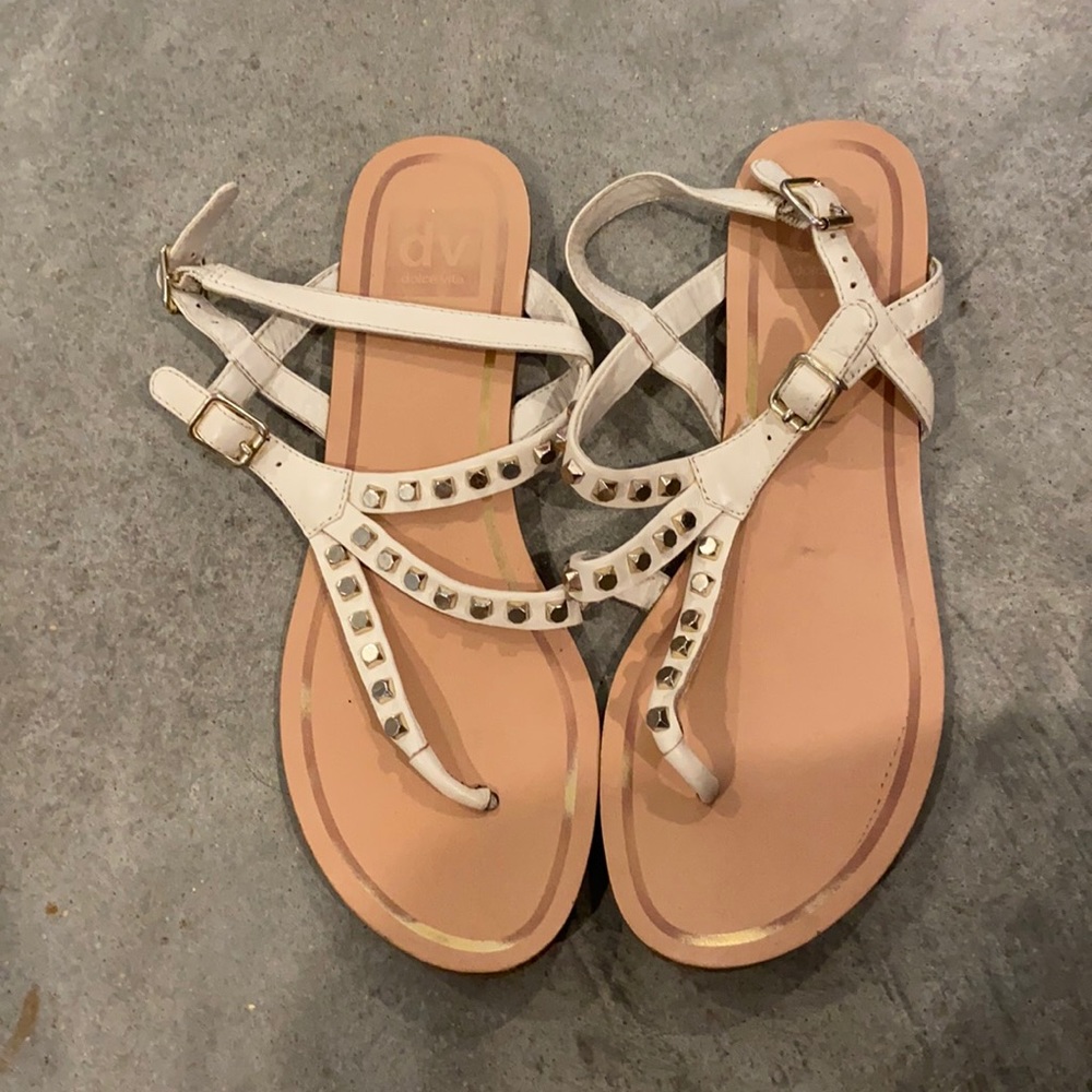 White studded sandals